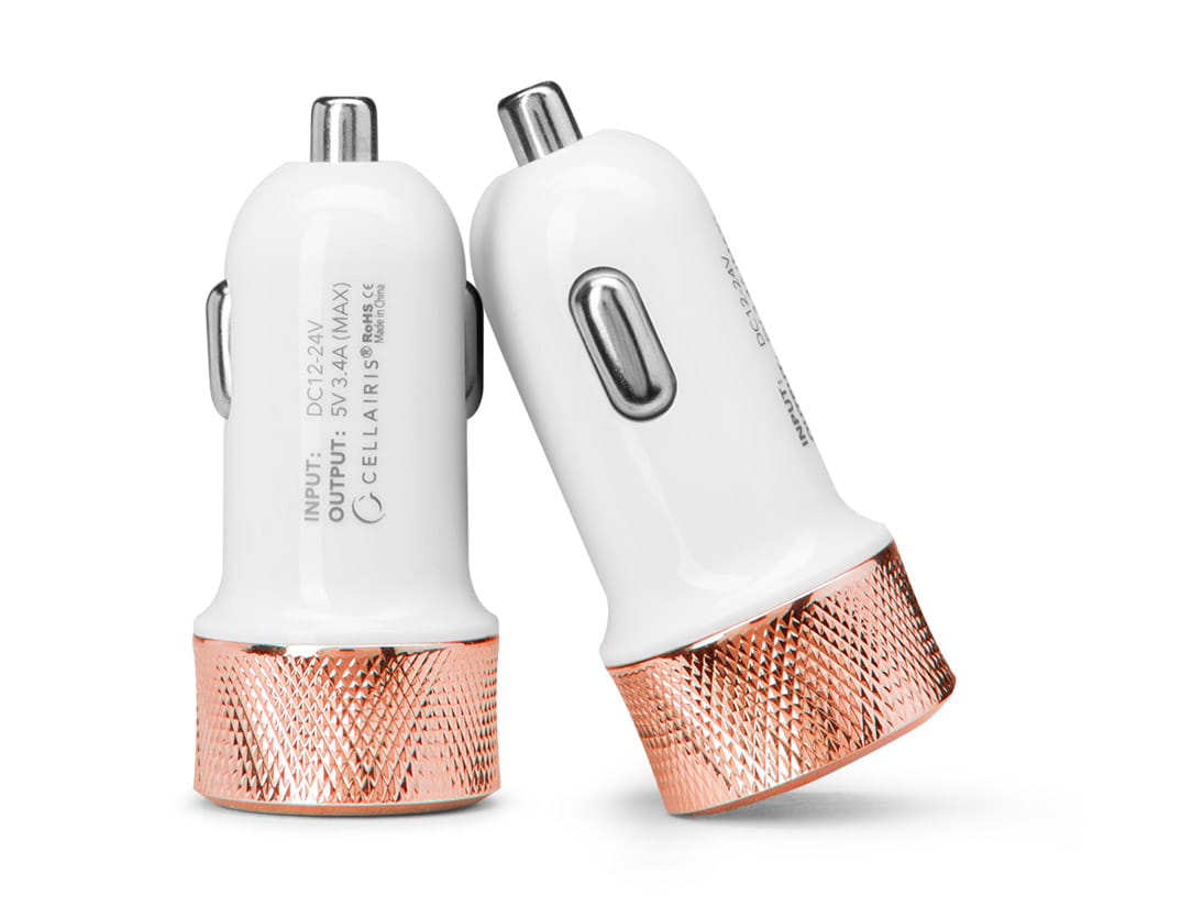 Cellairis Car Charger - Universal Dual USB 3.4A Rose Gold 1 Cellairis Car Charger - Universal Dual USB 3.4A Rose Gold